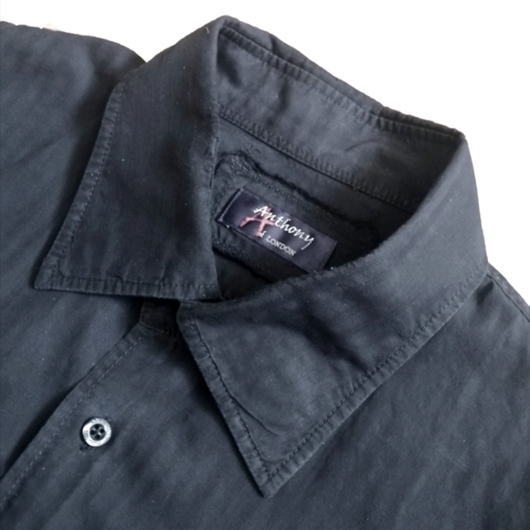 Antony of London Black Men's short sleeves Shirt 100% Cotton Size L - Picture 2 of 3